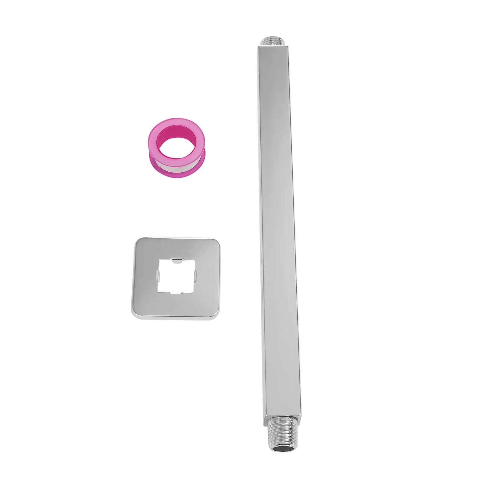 Square Silver Shower Arm Ceiling Mounted Extension w/Flange Stainless Steel