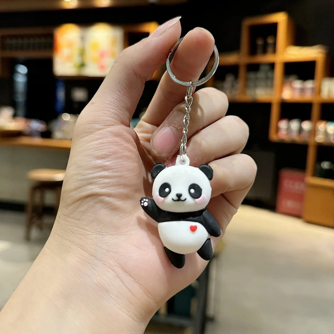 Cartoon Panda Keychain Cute Soft Rubber Panda Doll Bag Pendant Couple Pendant Ground Marketing Small Gift Wholesale