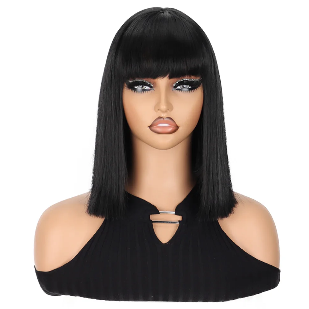 Synthetic High Heat Resistant Material Short Hair With Bangs Whole Wig Suitable For Daily Cosplay Wear