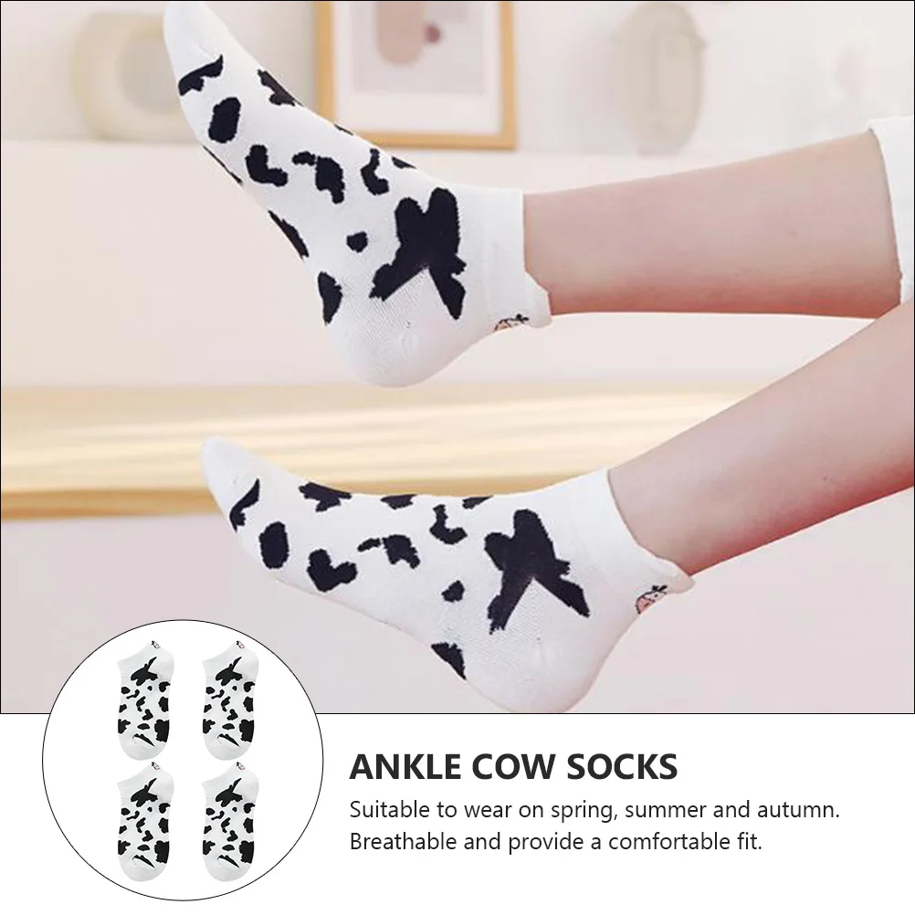 

Cow Cartoon Short Socks Low Cut Cotton Comfortable Ankle Gift For Kids Girls Teens Birthday Christmas Festival Party
