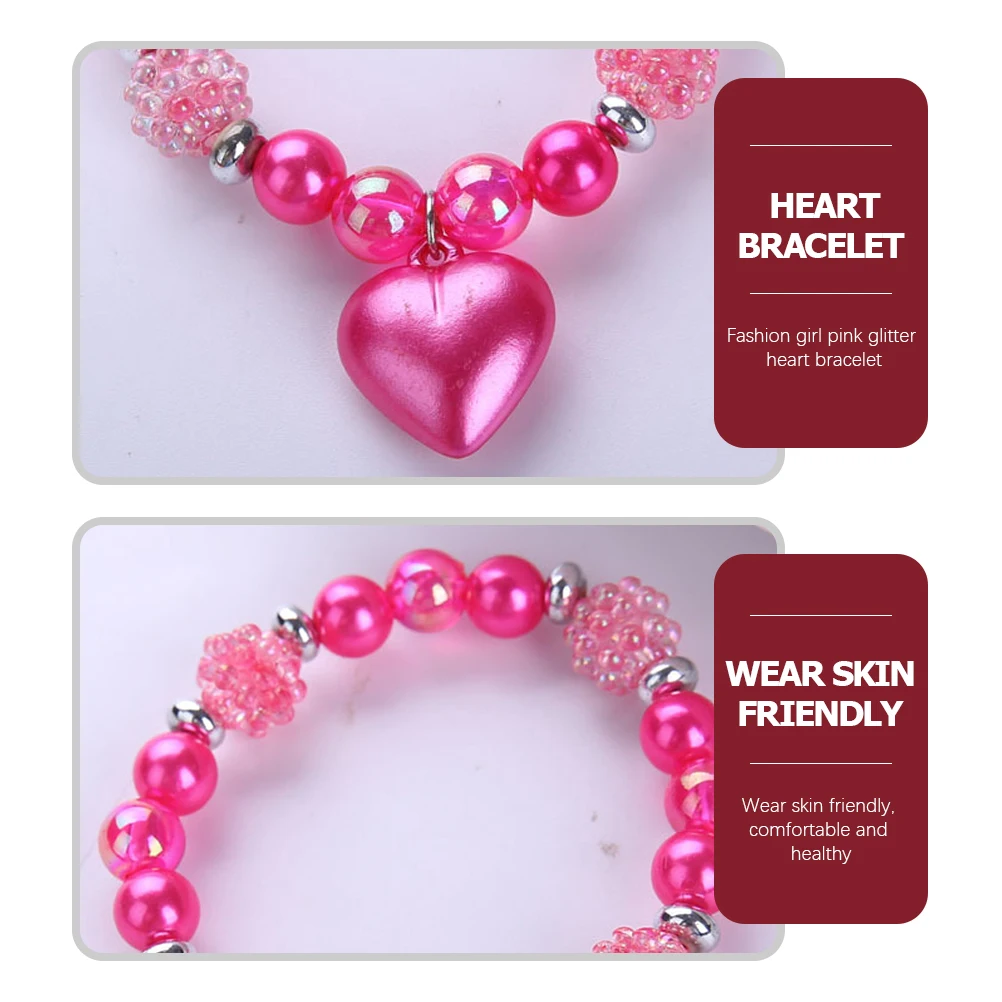 

Beaded Bracelet Girls Charm Heart Resin Wrist Decor Lightweight Jewelry Gift Kids Bracelets Christmas Birthday