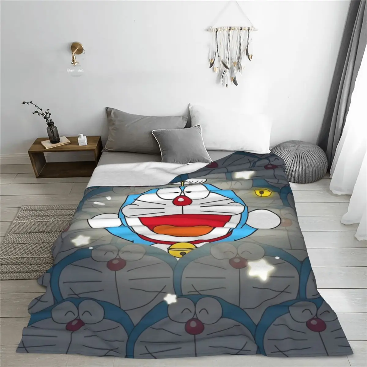 Kawaii Doraemon Shine Cartoon Fleece Throw Blankets Japanese Anime Blanket for Home Travel Ultra-Soft Plush Thin Quilt