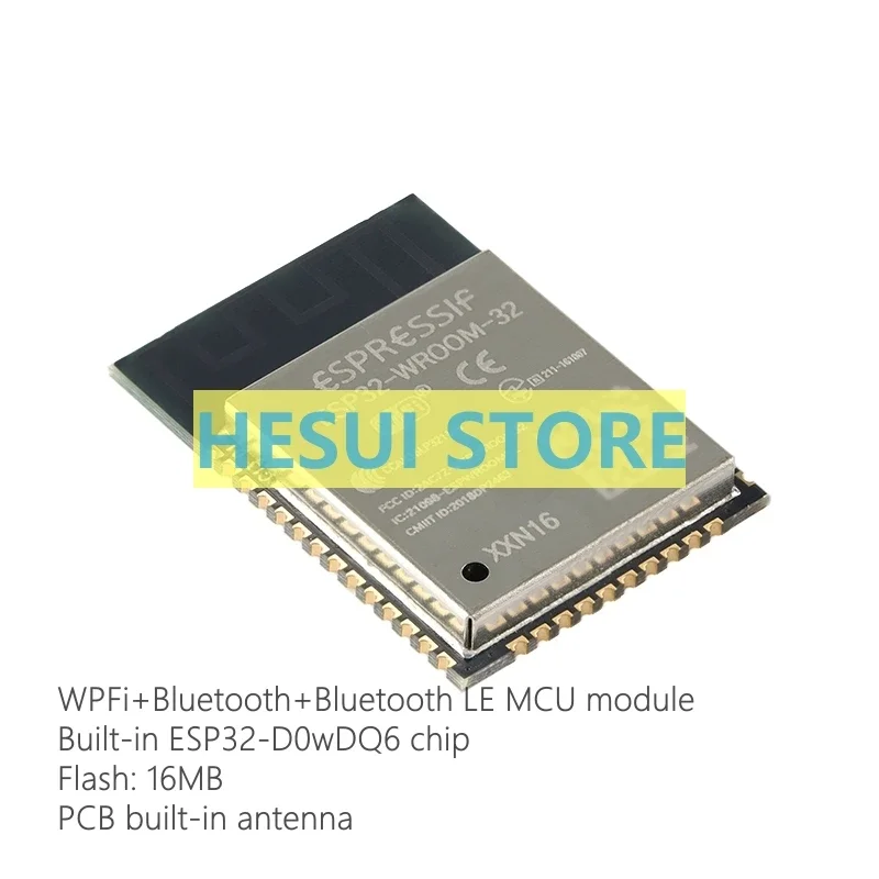 ESP32-WROOM-32-N16 Wi-Fi+ Bluetooth dual-mode 16MB 32-bit dual-core MCU module