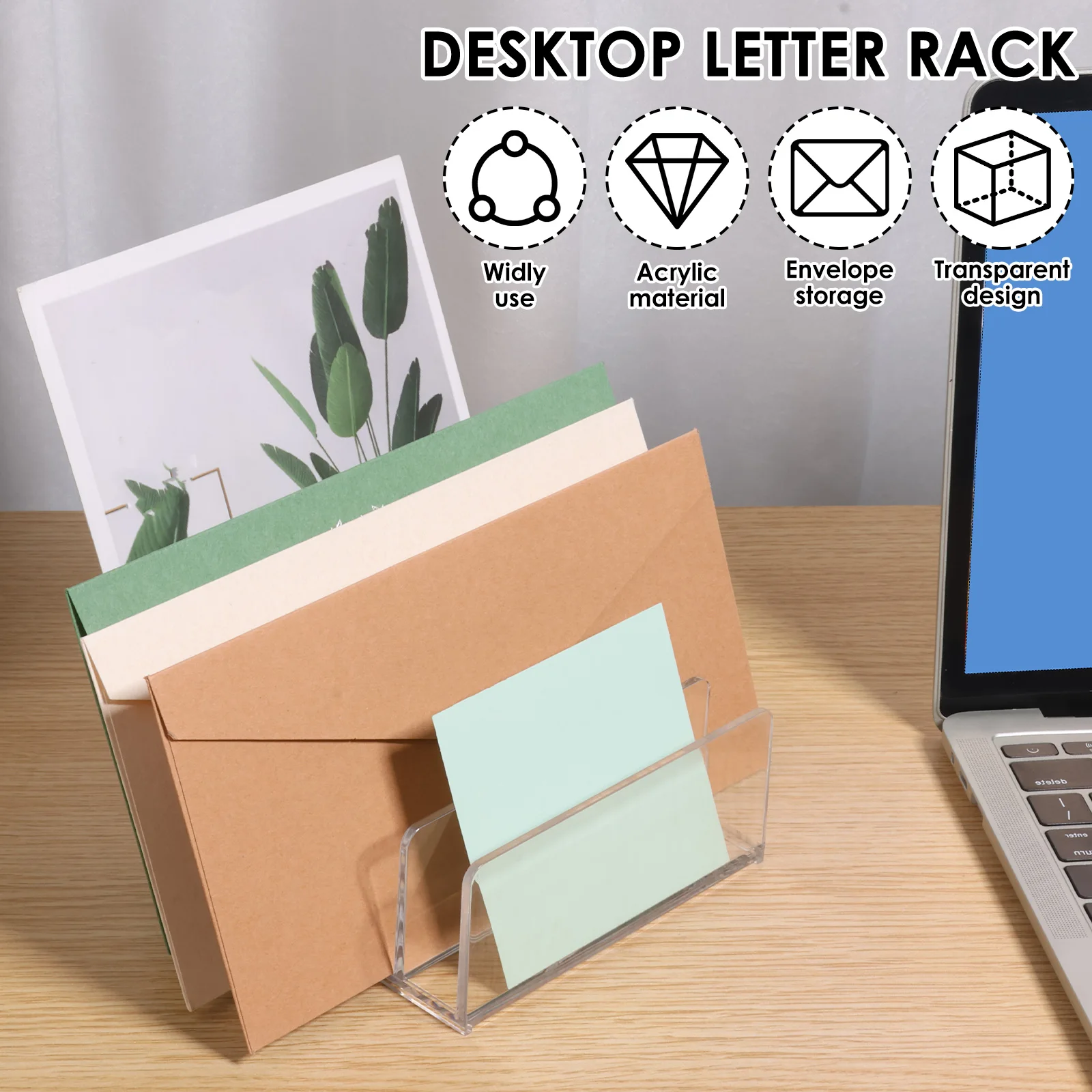 5 Slot Business Card Holder Acrylic Desktop Upright Mail Organize Transparent Card Display Stand Office Desk Bracket