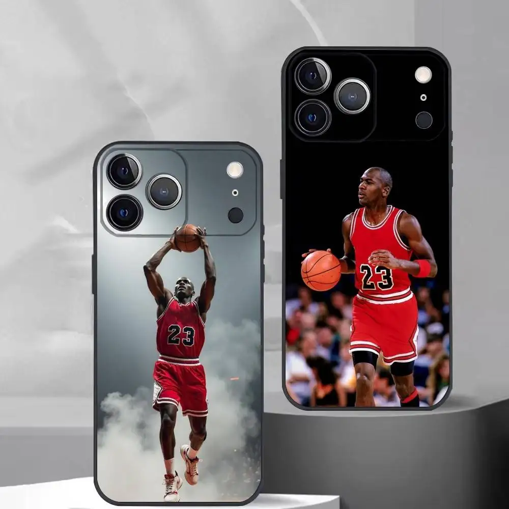 Funda de Silicona Suave Negra con Diseño Deportivo de Michael Jeffrey Jordan para iPhone 17, 16, 15, 14, 13, 12, 11 Plus, Pro Max, XS