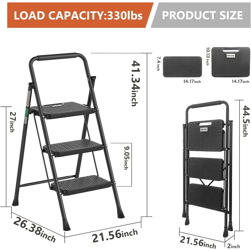 Escalera plegable portátil con peldaños antideslizantes anchos y diseño liviano