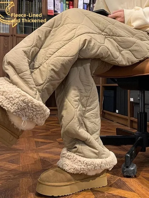 

Ультратолстые брюки из овечьего вельвета с пуховым наполнителем для мужчин, зимняя верхняя одежда для экстремально холодных температур, теплые прямые брюки на флисовой подкладке