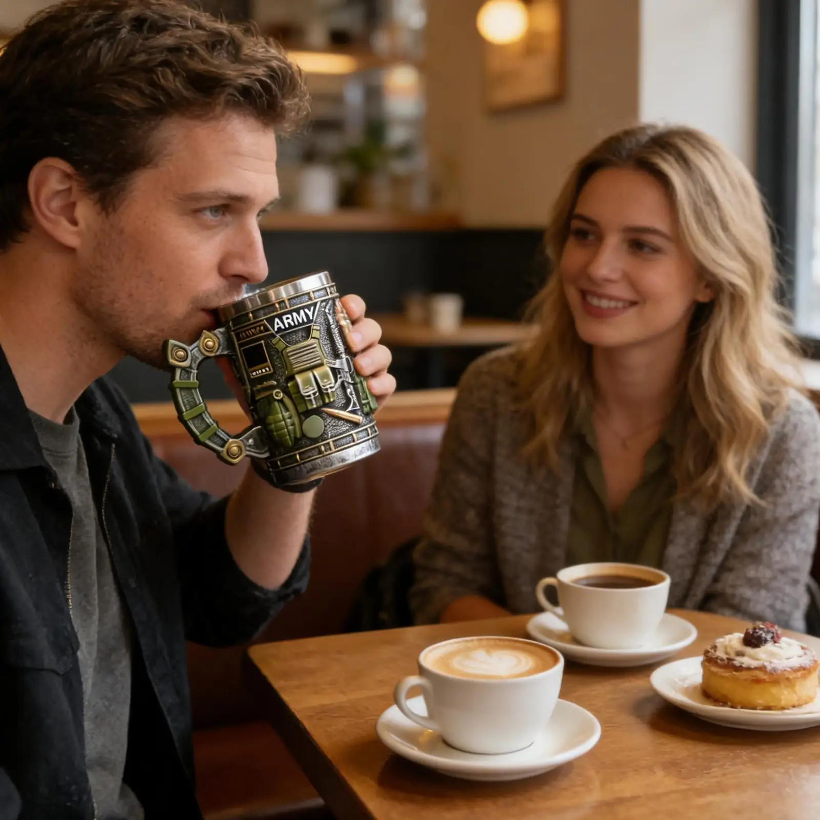 

Novelty Coffee Mugs Stainless Steel Aesthetic Cups Large Capacity Stainless Airplane Engraved Pattern Cool Coffee Cups For Men