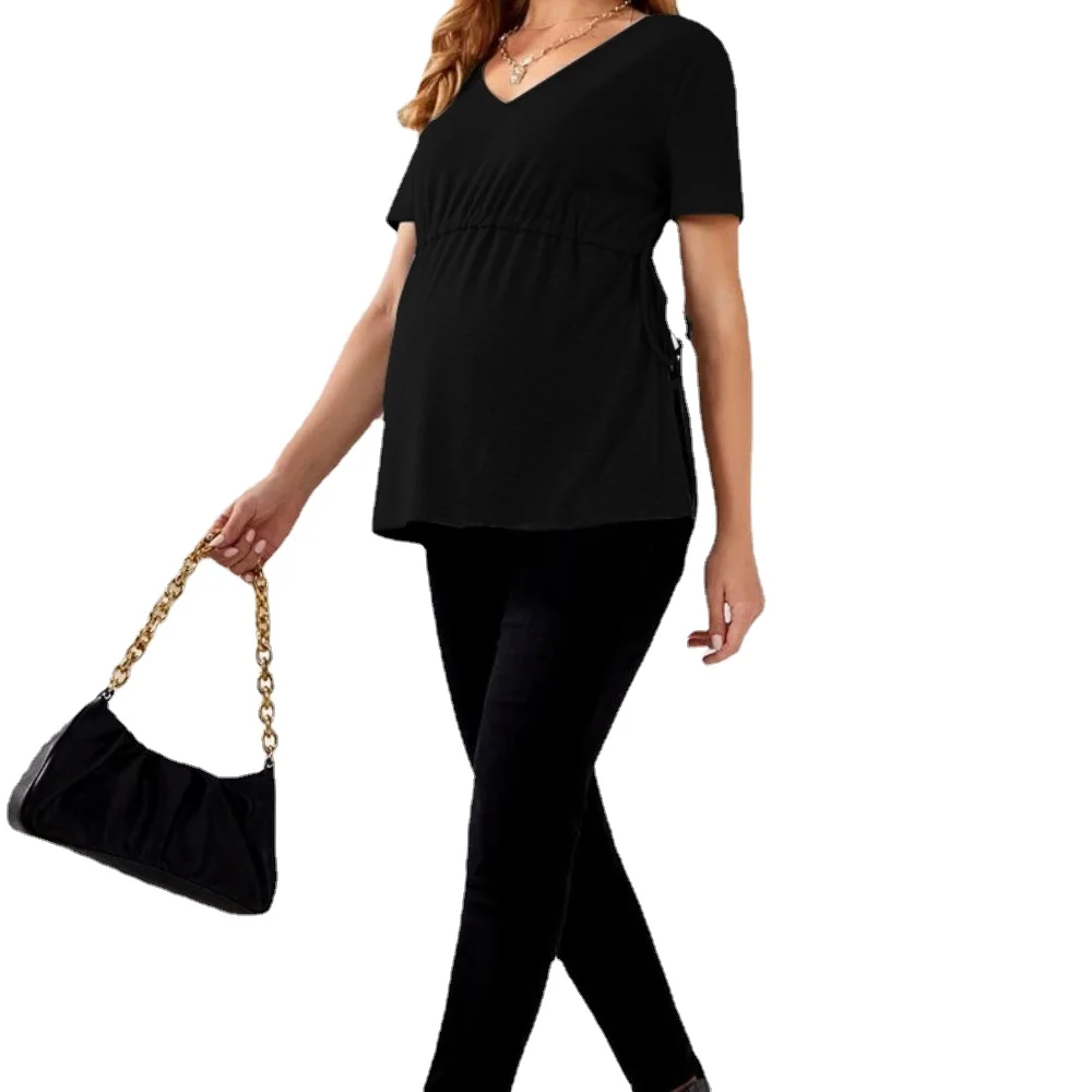 Vrouwen Zwangere Top Korte Mouwen Borstvoeding T-shirt Moederschap Zomer Top Casual Tee Truioverhemd Vrouwelijke Kleding