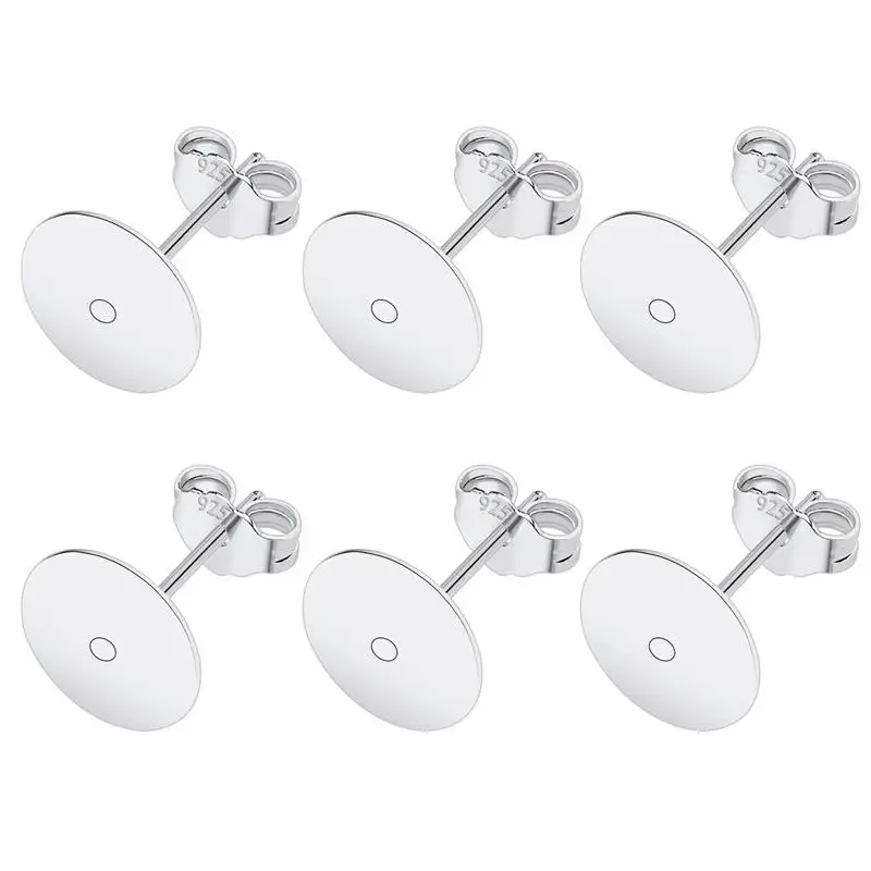 50 teile/los 925 Silber Überzogene Blank Post Ohrring Bolzen Basis Pin Mit Ohrring Stecker Erkenntnisse Ohr Zurück DIY Schmuck Machen Zubehör