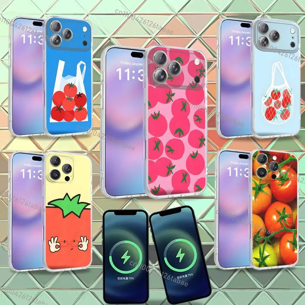

Ins Two Ted Tomato Cartoon Creative Phone Case For iPhone 16,14,11Mini,17E,13Pro,15Plus,12Air,Max,Frosted for Magnetic Wireless