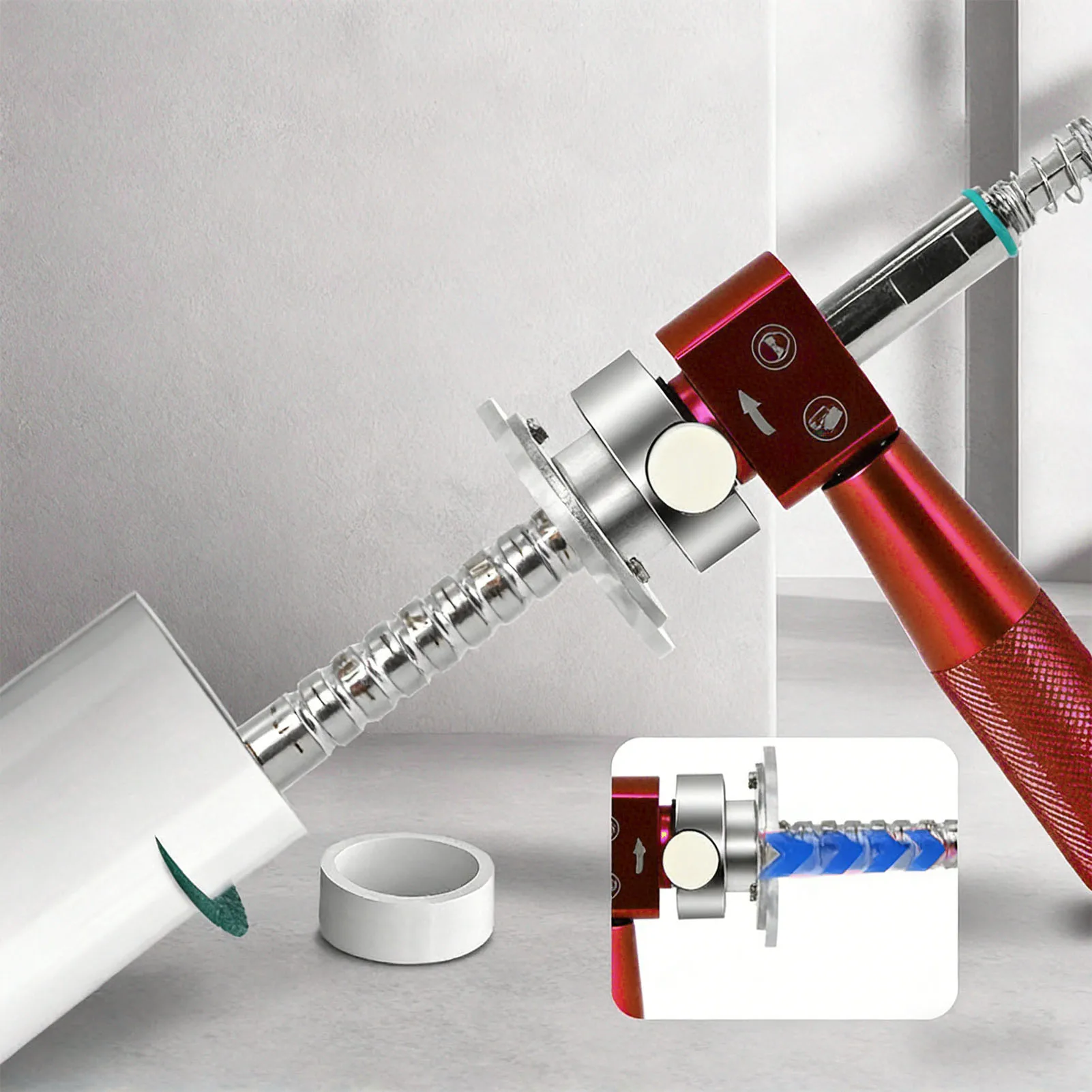 

Набор инструментов для внутренней резки труб ПВХ и АБС для дрели, с рукояткой, режущим диском, хвостовиком 1/4 дюйма, регулируемый диапазон резки 6-105 мм, красный