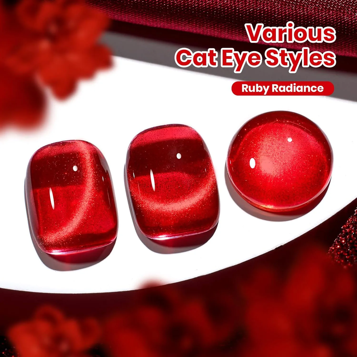 Mpow 10ml Red Cat Eye Gel Nail Polish Classic Red Magnetic Gel Shimmer Effect Soak Off UV LED Semi Permanent Nail Art DIY