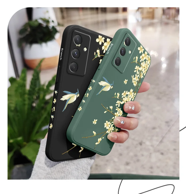Pflaume Baum Zweig Telefon Fall Für Samsung Galaxy A17 A55 A35 A25 A15 A16 A06 A05 A05S A54 A34 A24 A14 A04 A04S A04E 4G 5G Abdeckung – Detail 4