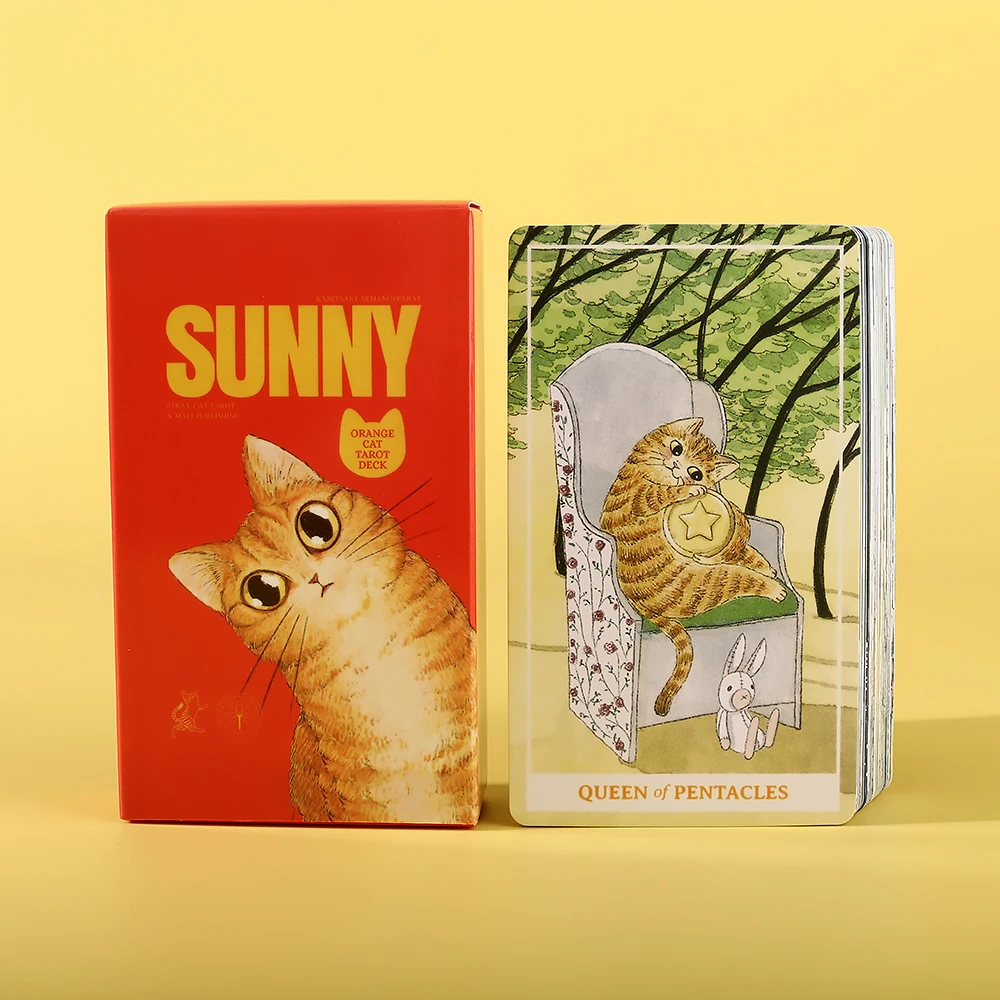 赤い箱のかわいい猫のタロットカードゲームカード、屋内マルチプレイヤーミニゲームカード、猫カード