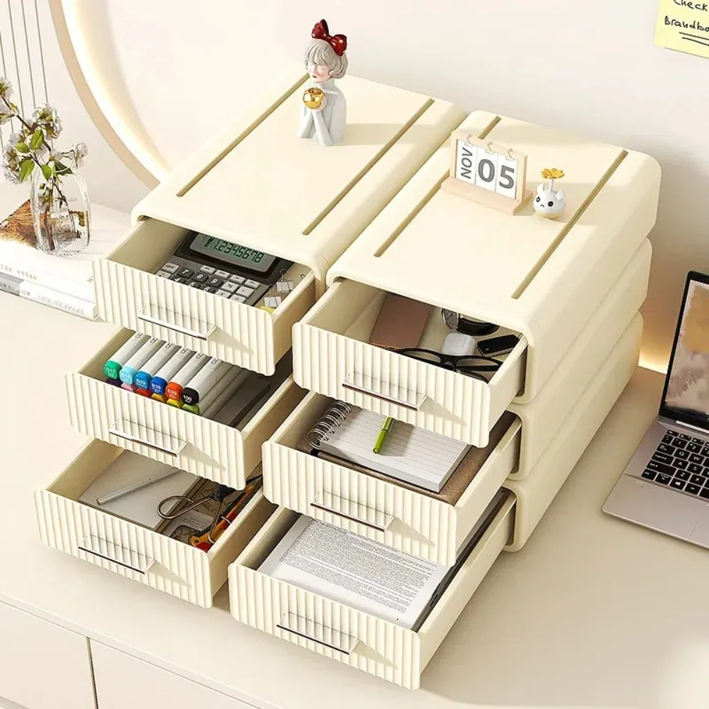 

Plastic Desktop Storage Box Stackable Cosmetics Stationery Table Organizer with Drawer Bracelets Office Storage Cabinet Kitchen