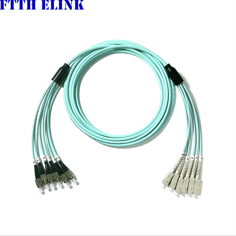 Armored fiber patchcord 1-50M 6 core OM3 MM aqua 6C SC LC FC ST APC multimode 6 fibers optical jumper cable ftthELINK 20M 30M40M