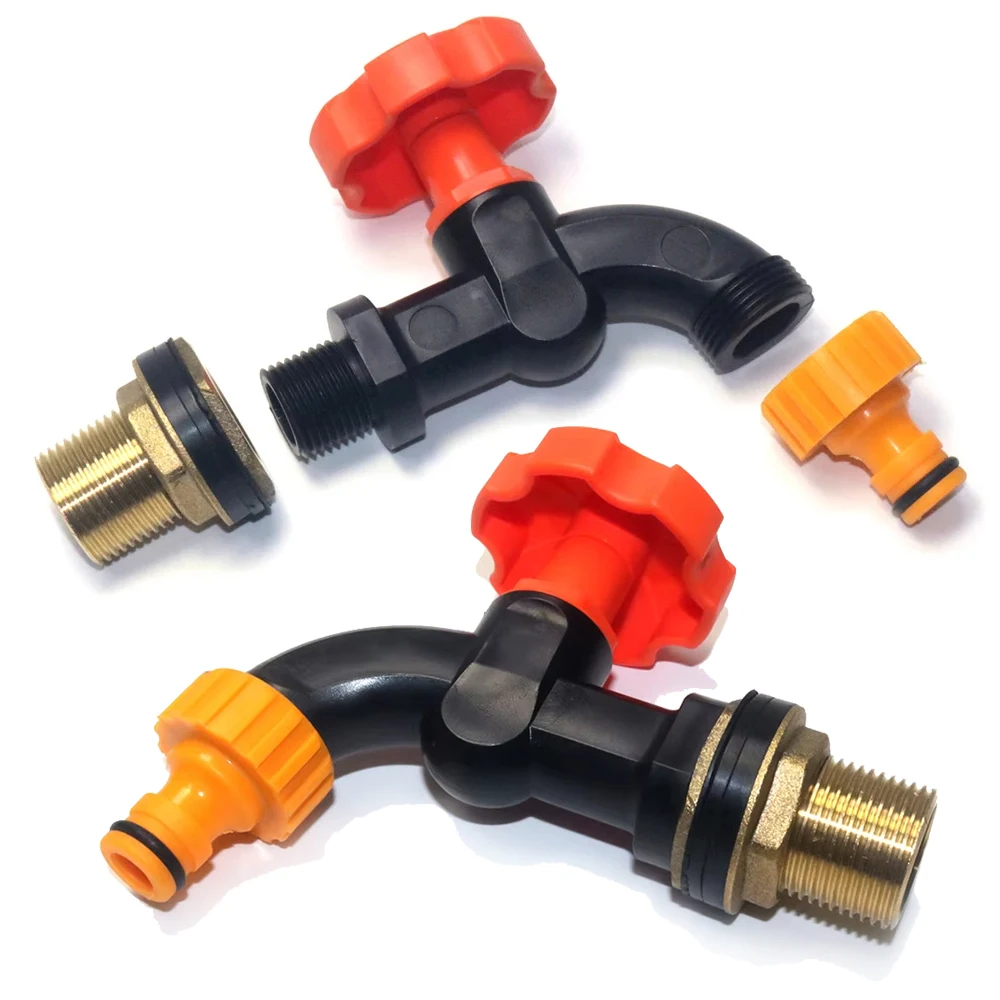 Combination 3-piece copper threaded flange+plastic faucet combination garden water connection kit