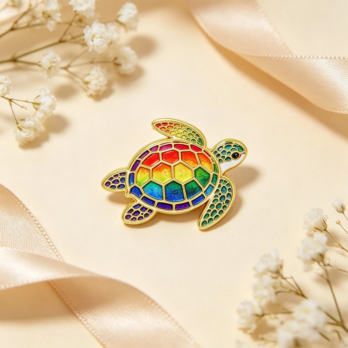 9 Stück Regenbogen-Meeres-Schildkröten-Emaille-Anstecknadeln, Cartoon-Schildkröten-Reversbrosche, Ozean-Tier-Abzeichen für Kleidung, Rucksack-Dekoration, Geschenk – Detail 3
