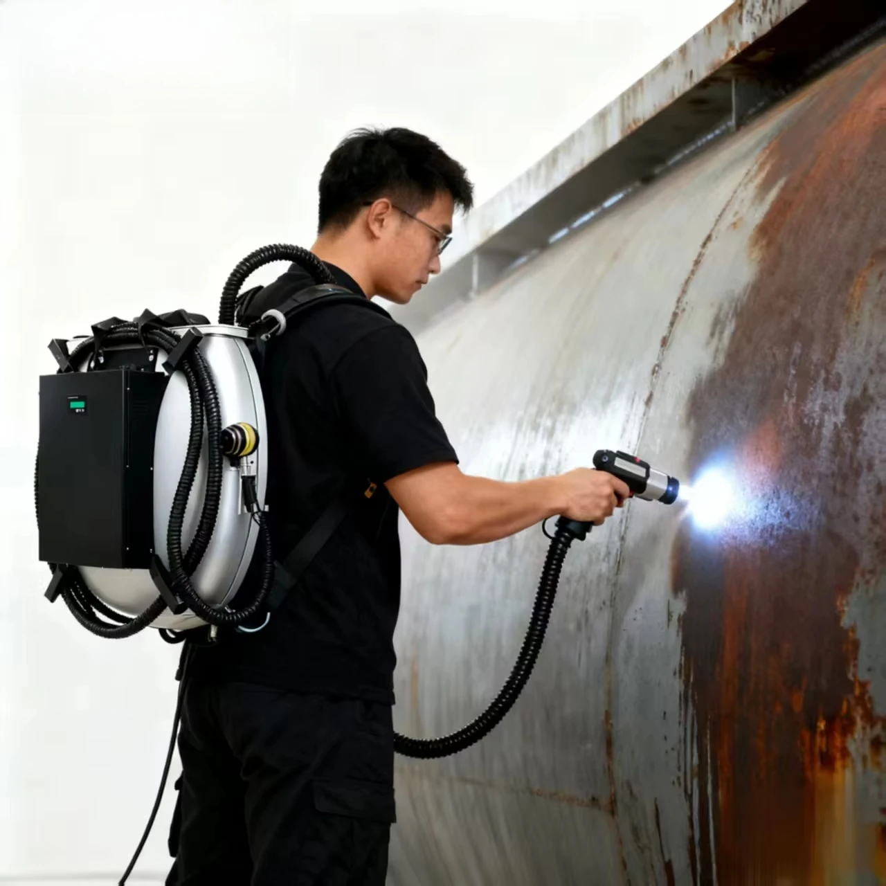 آلة التنظيف بالليزر النبضية على الظهر، طلاء الصدأ المعدني عالي السرعة #2