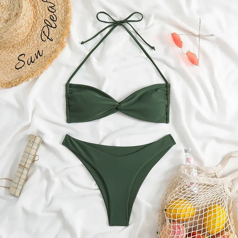 レオパード柄ビキニセット水着 レディース セクシー レースアップ 三角 ハイカット Tバック スプリット水着 ツーピース 2025 新作 ビーチウェア ビキニ