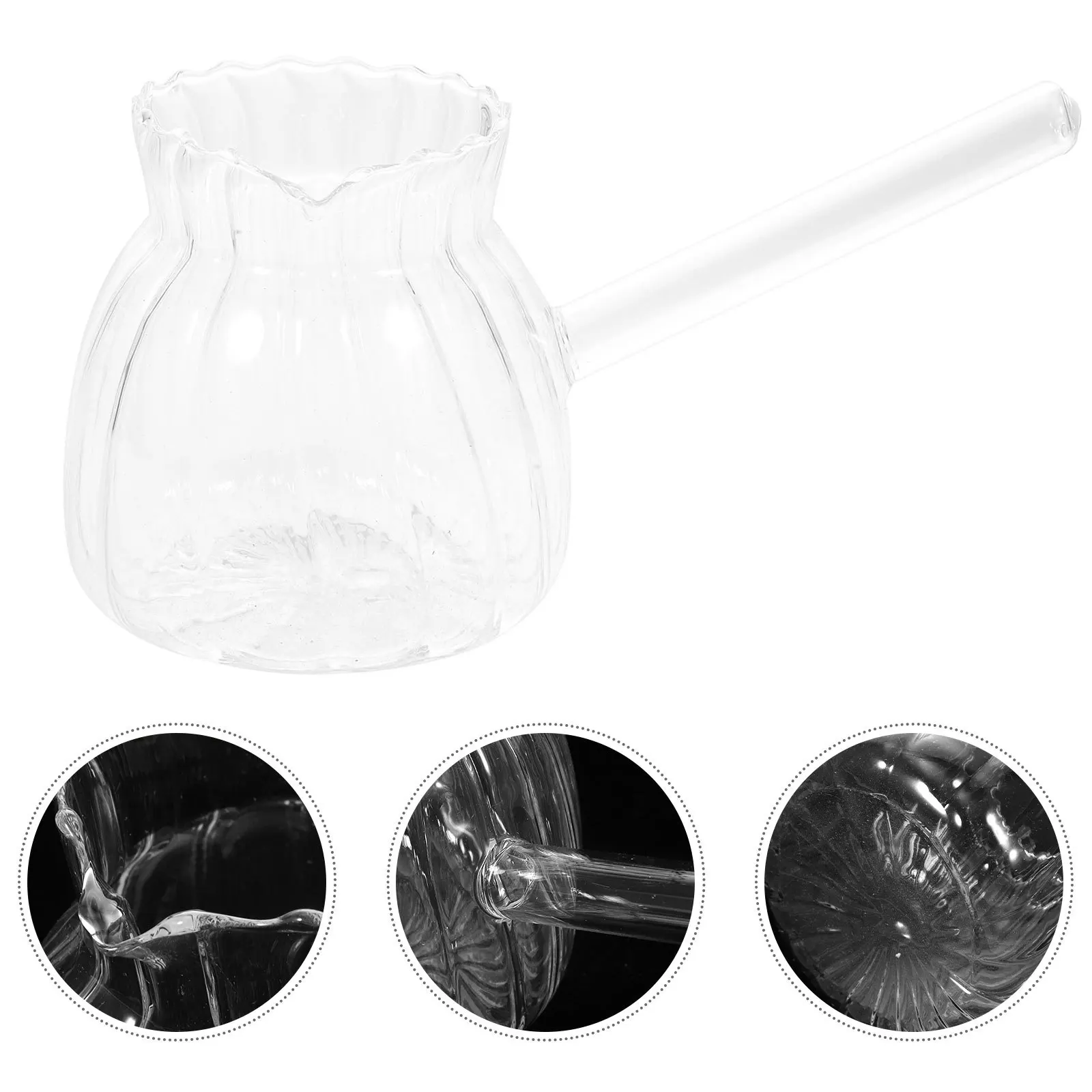 

Striped Glass Creamer Pitcher Large Milk Pourer Coffee Jug Handle Reusable Glass Creamer Pitcher Milk Jug Espresso Pouring Cup