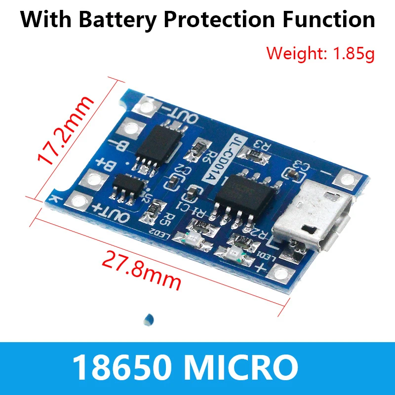 10PCS Type-C Micro Mini 5V 1A 18650 TP4056 Lithium Battery Charger Module Charging Board With Protection Dual Function