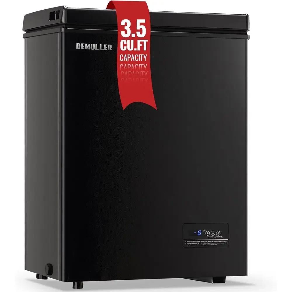Compact 3.5 Cu. Ft. Refrigerator with Temperature Panel and Removable Basket for Garage or Dormitory, Black