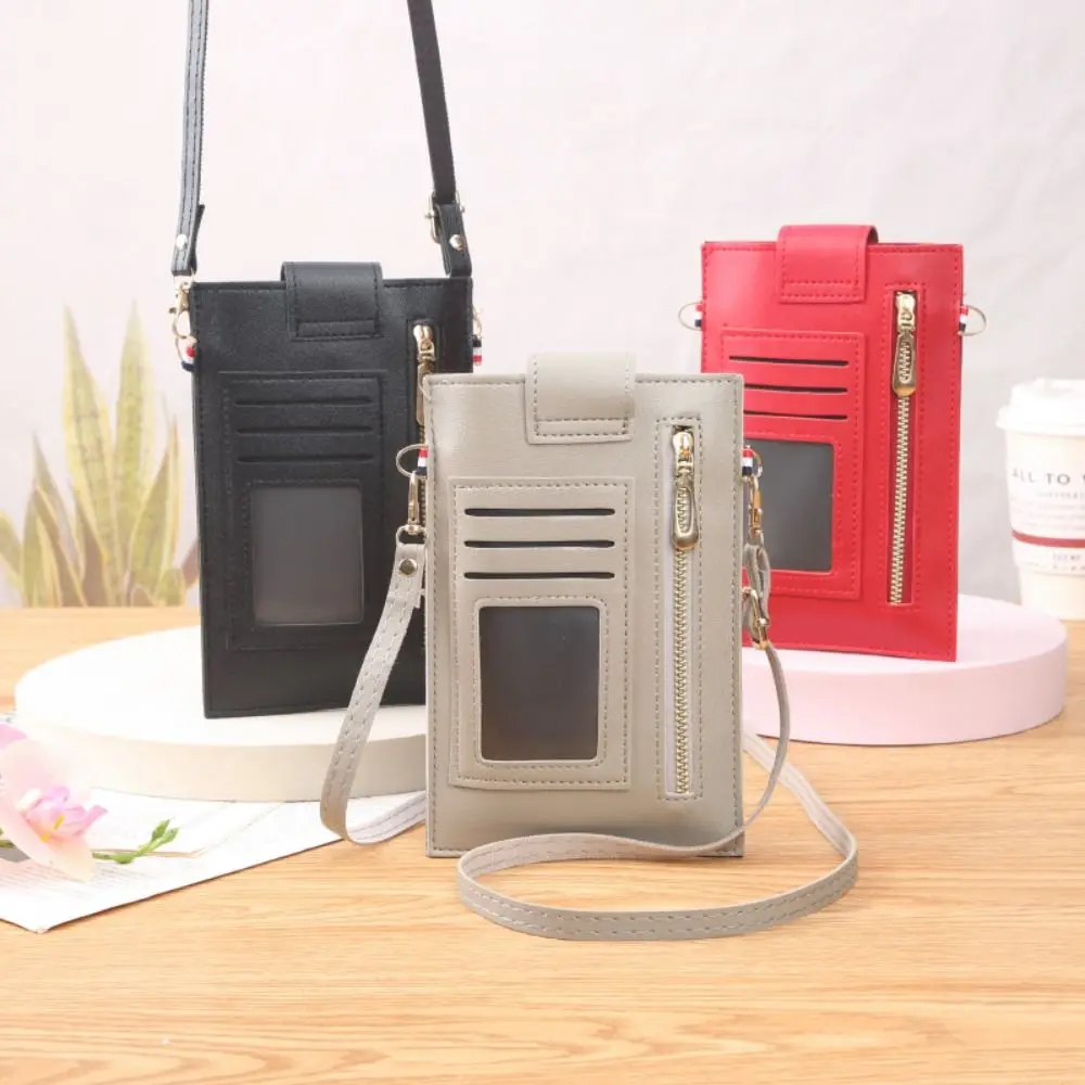 Cute PVC Vertical Shoulder Phone Bag Vertical Shoulder Cell Phone Purse Square Mini Student Crossbody Bag Card Holder Bag