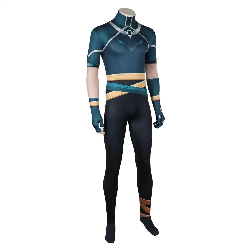 LOL The Prodigal Explorer Fato Cosplay Masculino, Ezreal Harried, Macacão Estampado, Traje de Halloween, Fato Carnaval, Masculino