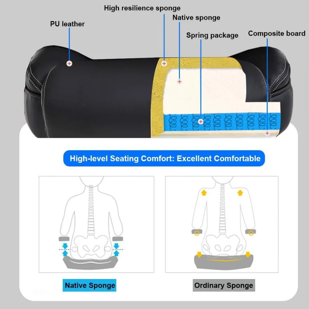 Silla de escritorio ergonómica con respaldo alto con asiento ancho y soporte lumbar para gran capacidad, hasta 500 libras