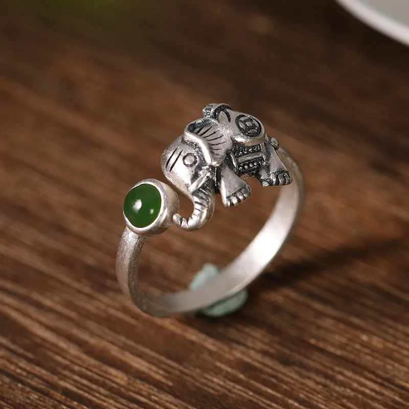 925 Thai silver 925 Matte Elephant Ring Original Southern Red Agate  rings for women Retro Ethnic Style Banquet Jewelry Gift