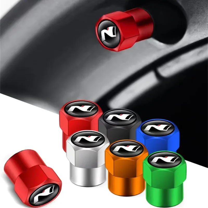 Car N Line Wheel Tire Stem Air Valve Caps Covers For Hyundai i10 i20 i30 NLine Sonata Tucson Azera Elantra Veloster Kona Santa