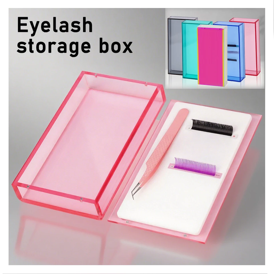 

Eyelash Extension Storage Box Acrylic Lash Holder Pallet Single Layer With Magnetic Eyelash Strips Dust-proof Cover Makeup Tools