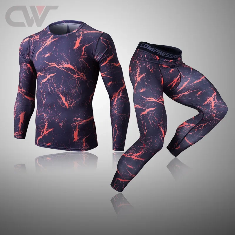 New Sport Thermal Underwear Set for Men Soft Fleece Lined Long Johns Set Men's Running Top & Bottom Set Winter Tracksuits