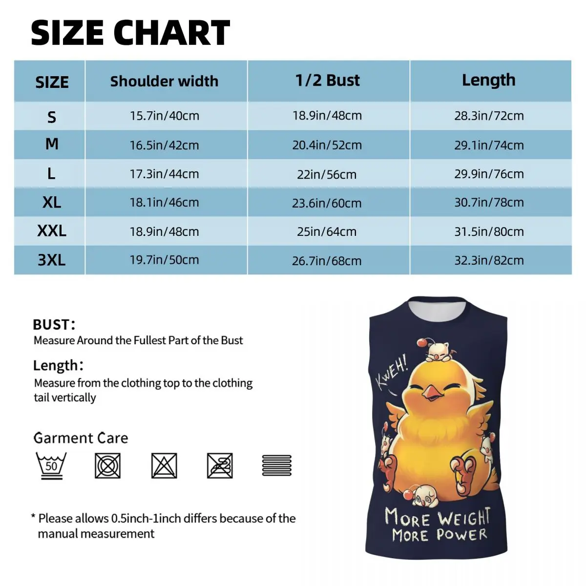 Funny Fat Chocobo - Big Power Men Printed Sleeveless T-shirt Casual Hip Hop Street Style Beach Holiday Tank Tops