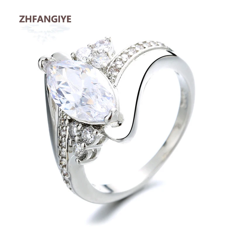 

Fashion Ring 925 Silver Jewelry with Zircon Gemstone Finger Rings for Women Girl Wedding Promise Party Gift Accessories Size 6-9