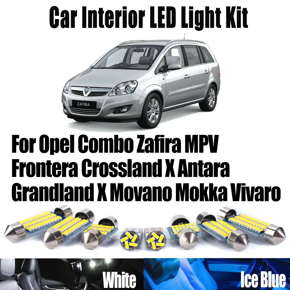 Canbus Car LED Interior Ceiling Light Kit For Opel Combo Zafira MPV Frontera Crossland X Antara Grandland X Movano Mokka Vivaro