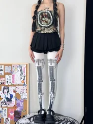 Pantimedias con patrón geométrico para mujer, medias gruesas de terciopelo con estampado de Ángel, medias de fondo con personalidad, universales para las cuatro estaciones