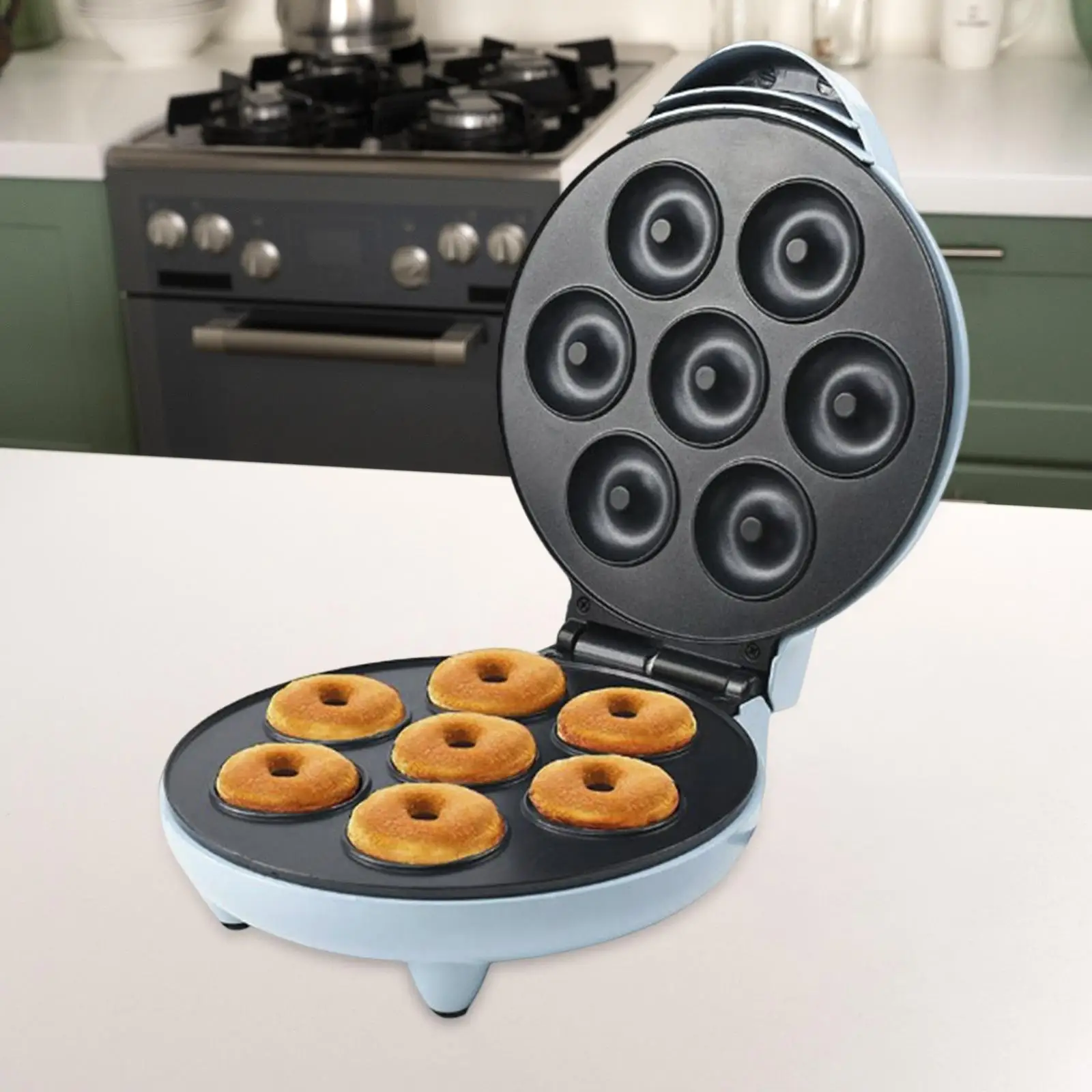 Mini Donut Maker Machine with Reminder Light 1200W Breakfast Waffle Baking Machine for Coffee Shop Commercial Use Snack Desserts