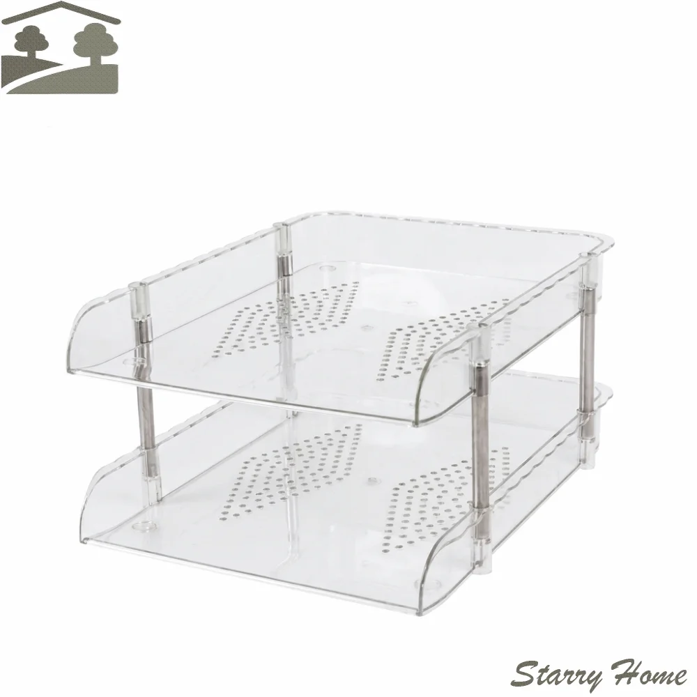 Modular Transparent Desktop File Organizer Large Capacity Multi-Layer Paper Holder Easy Assembly Durable Storage Rack Office