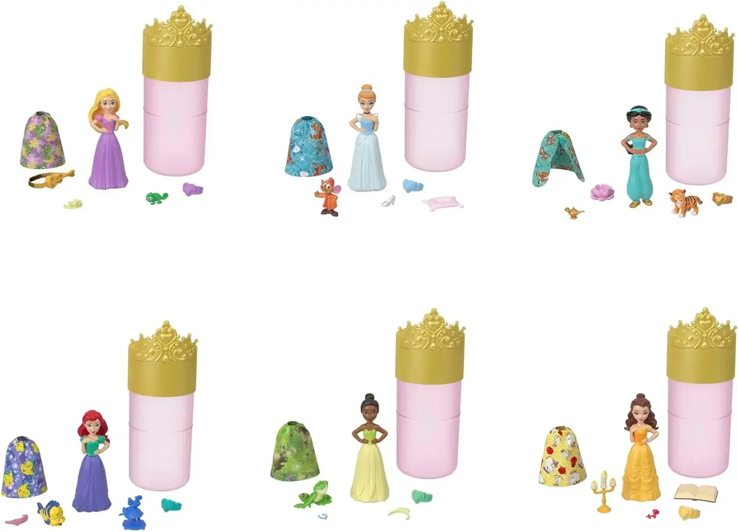 Original Mattel Fairy Tale Royal Color Reveal Doll Party Celebration Toys for Girls Water Soluble Accessories Surprises Dress Up