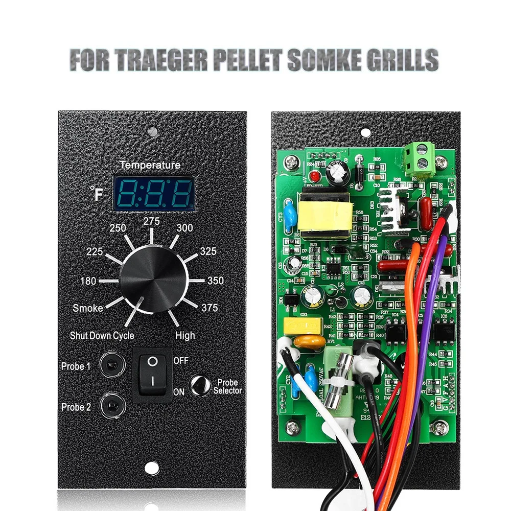 Digital Temperature Control Board with LED Display, Compatible with Traeger Pellet Smoker Grills, with Meat Probe Ports