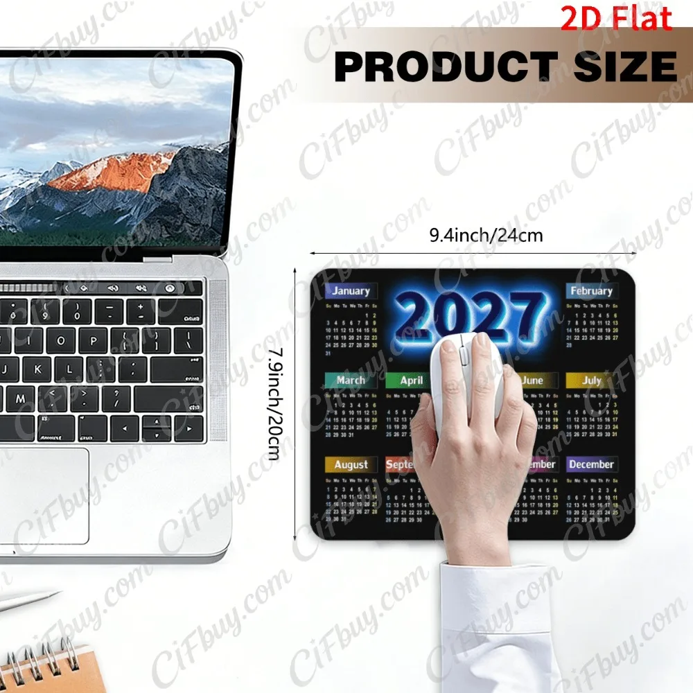 CIFbuy Mouse Pad Smooth Gaming Surface Fast Tracking Anti Slip Rubber Base Durable Desk Mat for PC Office Gamer 2027 Calendar