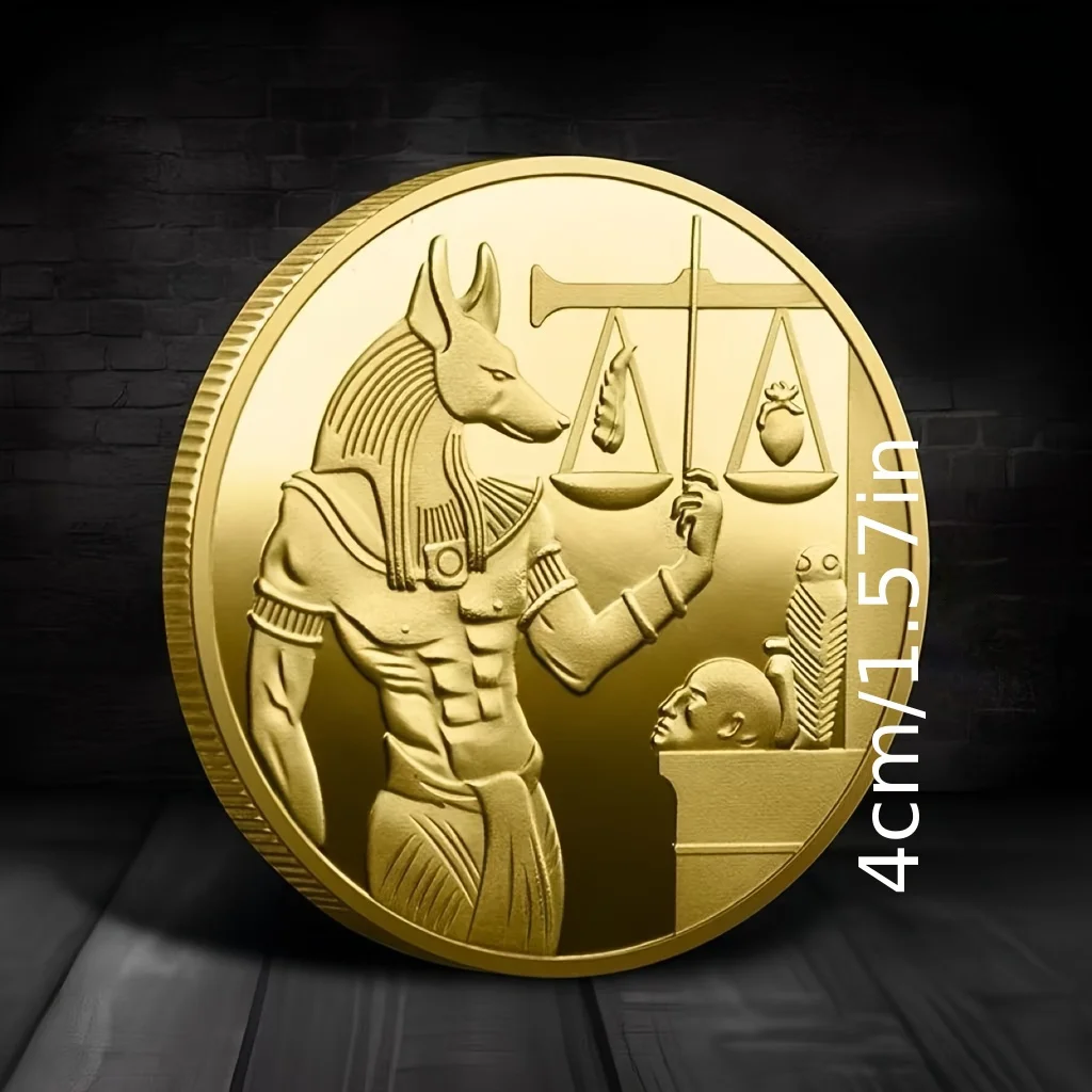 أنوبيس عملة ذهبية الهرم التحدي عملة الموت الله في الأساطير المصرية القديمة عملة المقتنيات ميدالية في الكبسولة #4