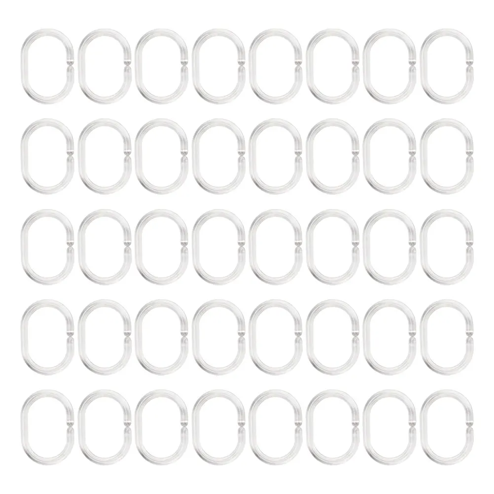 

48pcs Curtain Hooks Plastic Shower Rings C Plastic Curtain Rings Shaped Hanging Hangers for Bath Curtains Smooth