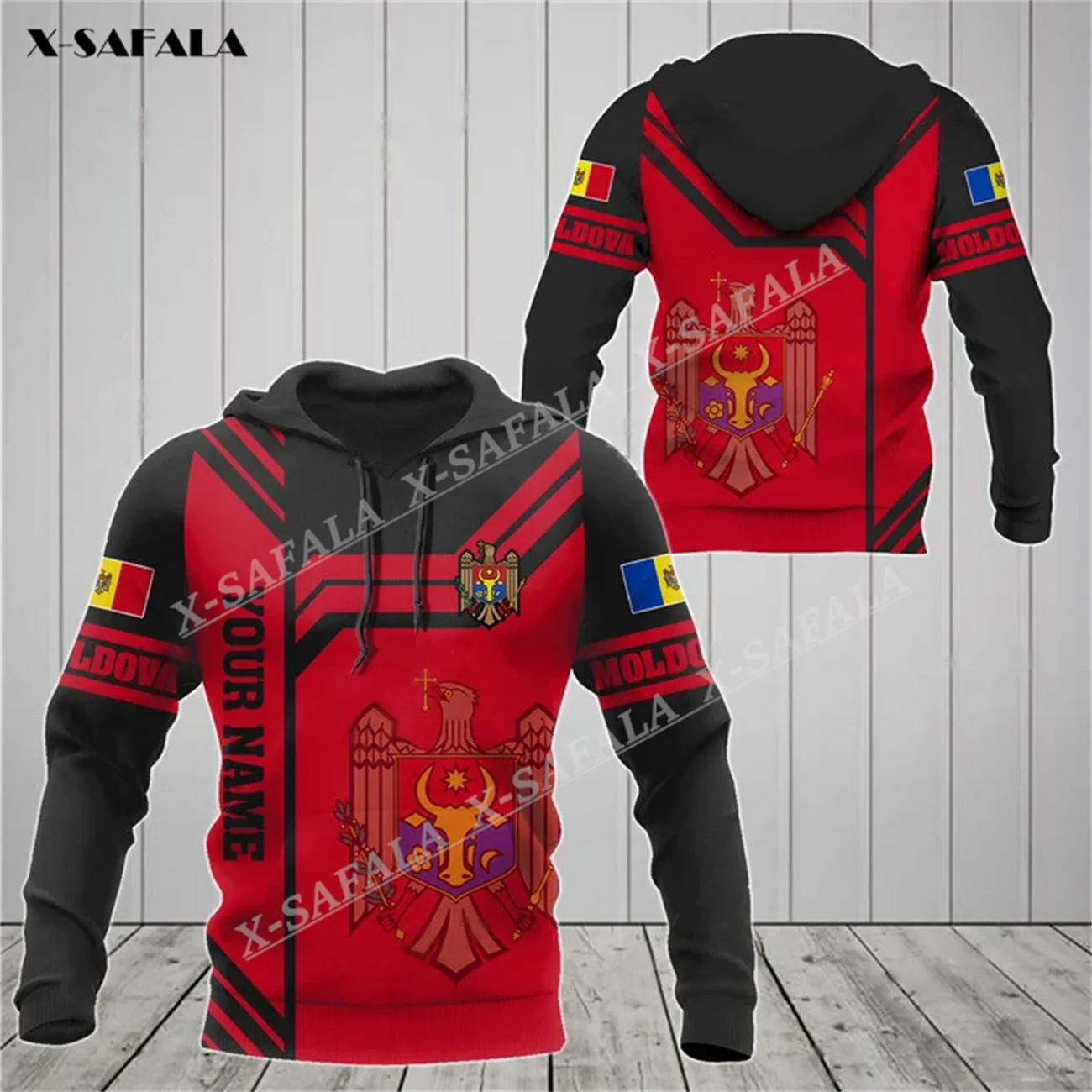 

YOUR NAME Moldova Coat Of Arms Emble Flag 3D Print Zipper Hoodie Men Pullover Sweatshirt Hooded Jersey Tracksuits Outwear Coat