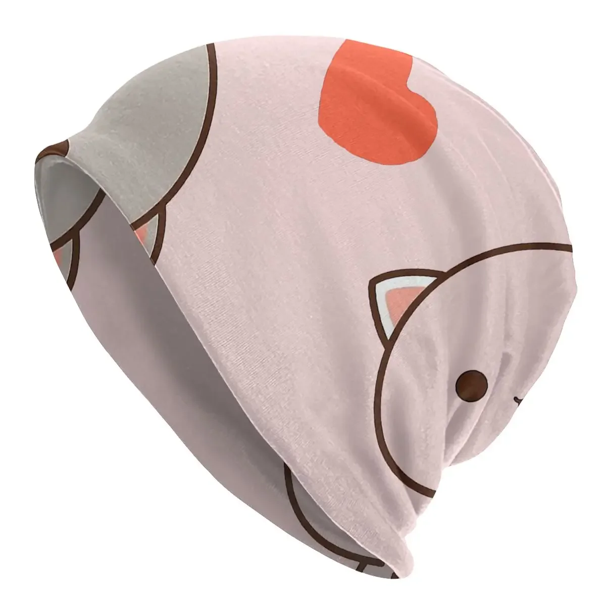 Cute Mochi Peach Cat Unisex Bonnet Winter Warm Hiking Hats Double Layer Thin Hat Breathable Caps