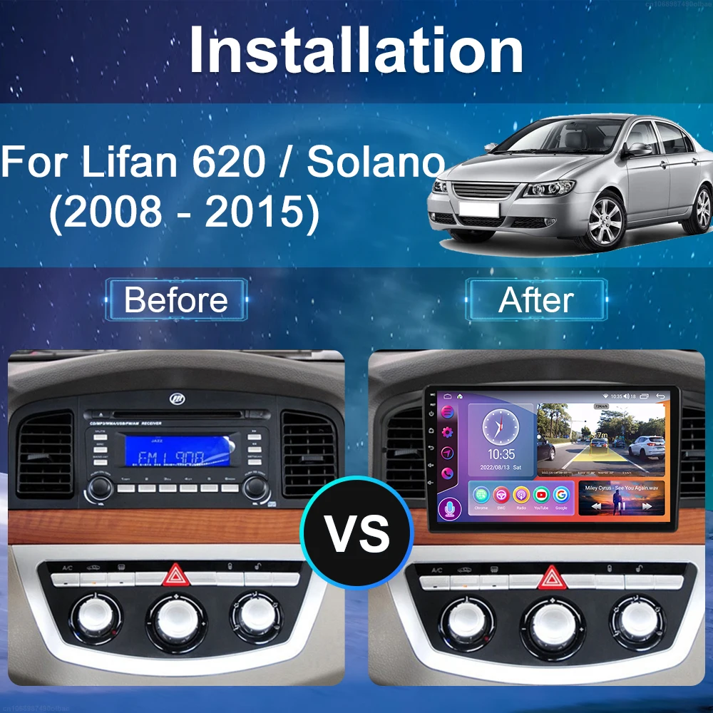 For Lifan 620 Solano 2008 - 2015 Android Car Radio Multimedia Video Player GPS Navigation Carplay QLED Touch Screen Auto Stereo