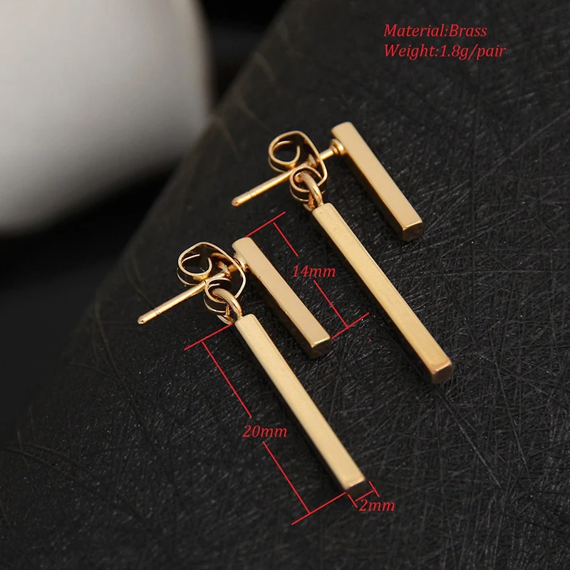 ENSHIR Geometry Square Strip Earrings For Women Men Simple Personality Niche Design Fashion Punk Jewelry Gifts